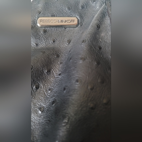 GUC Rebecca Minkoff Romeo Leather  Satchel Ostrich Style Black - Picture 5 of 16